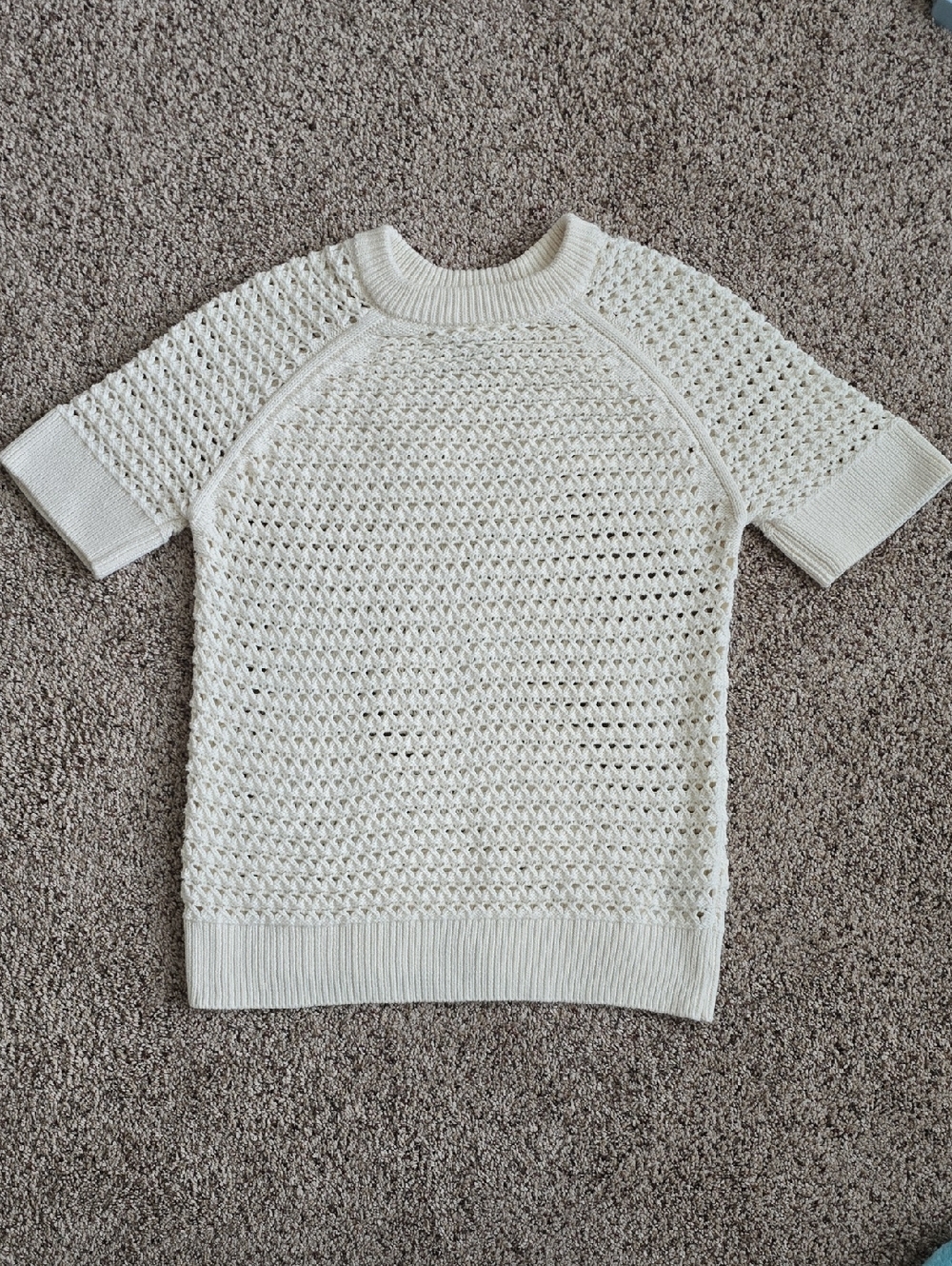 Varley Sz XS Cream Cotton Knit Sweater